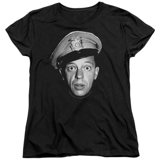 Andy Griffith - Barney Head - Short Sleeve Womens Tee - Black T-shirt