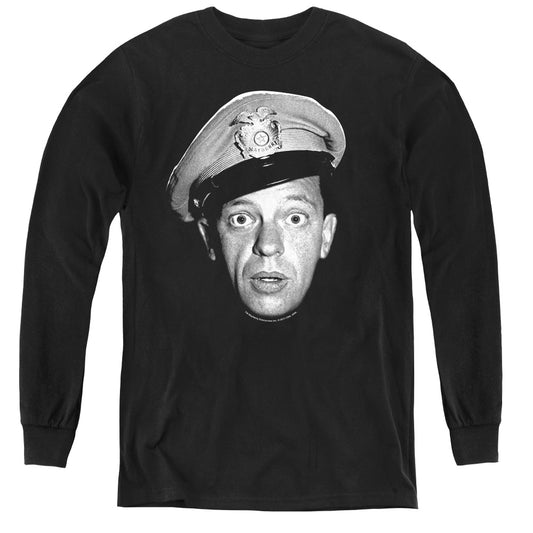Andy Griffith - Barney Head - Youth Long Sleeve Tee - Black