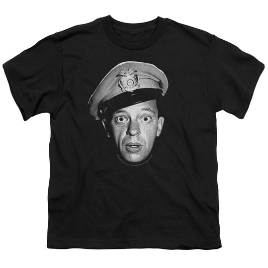 Andy Griffith - Barney Head - Short Sleeve Youth 18/1 - Black T-shirt