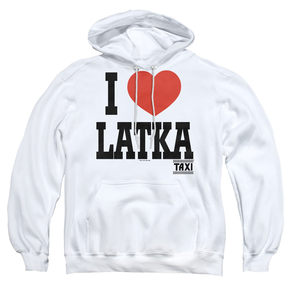 Taxi - I Heart Latka - Adult Pull-over Hoodie - White