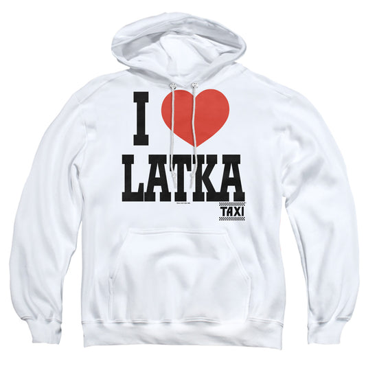 Taxi - I Heart Latka - Adult Pull-over Hoodie - White