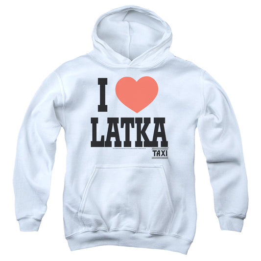 Taxi - I Heart Latka - Youth Pull-over Hoodie - White