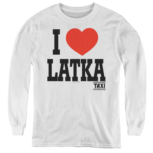 Taxi - I Heart Latka - Youth Long Sleeve Tee - White