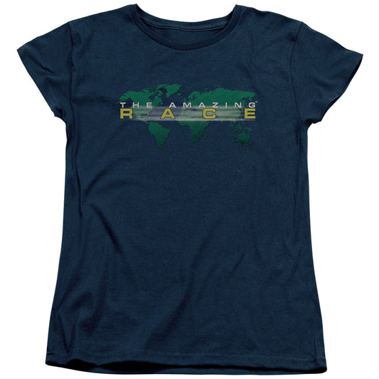 Amazing Race - Around The World - Short Sleeve Womens Tee - Navy T-shirt