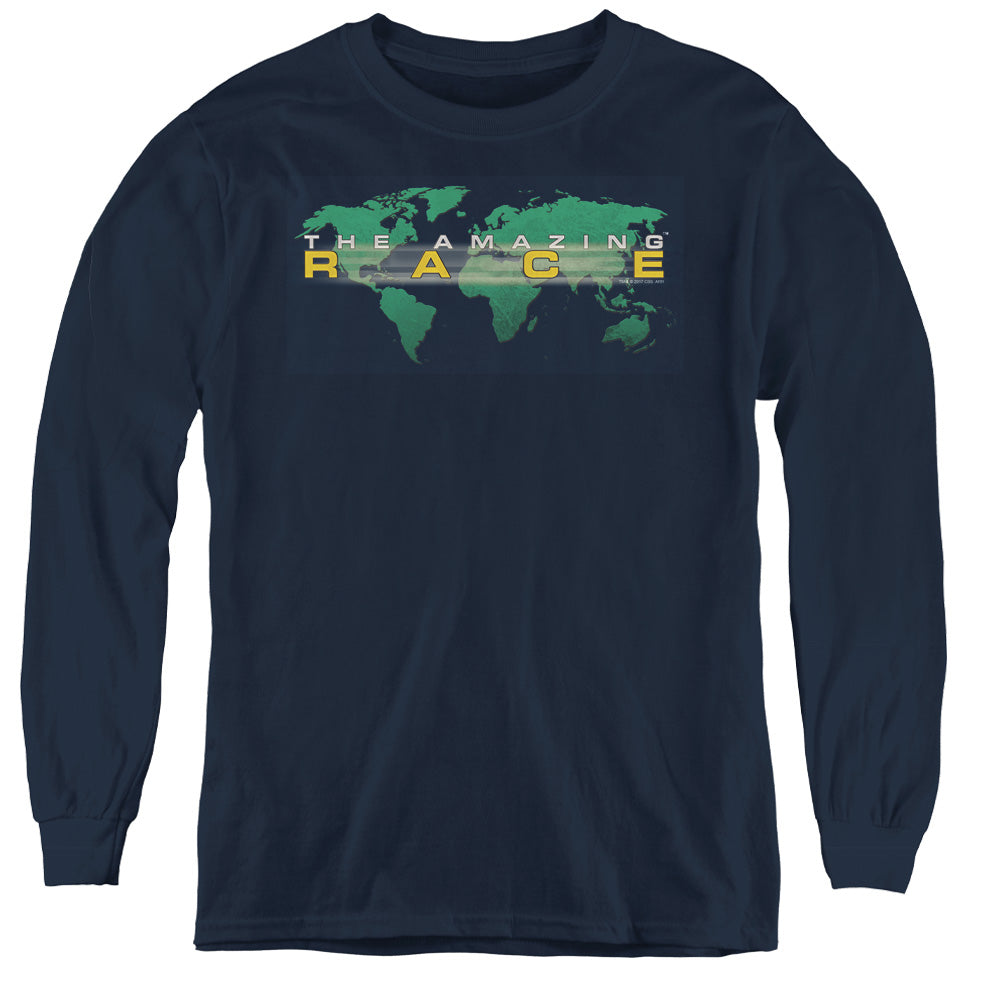 Amazing Race - Around The World - Youth Long Sleeve Tee - Navy