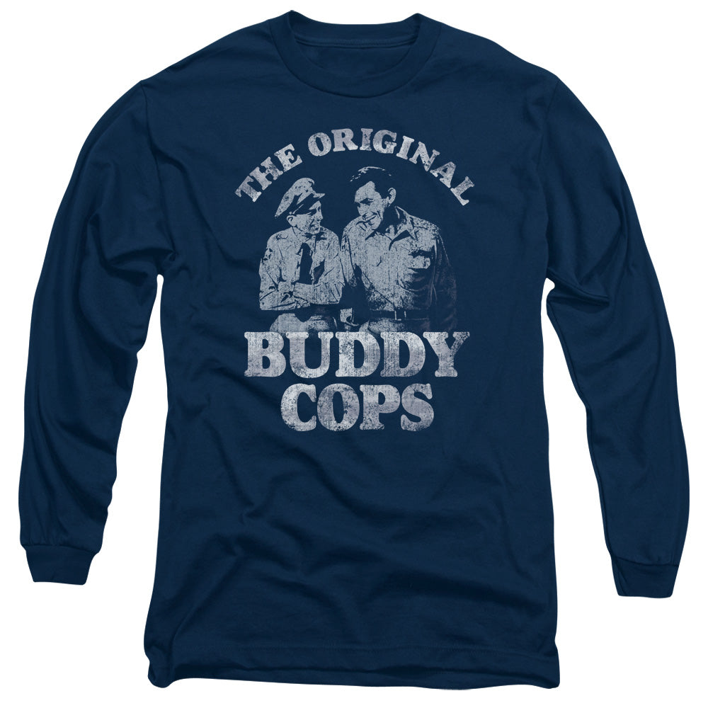 Andy Griffith - Buddy Cops - Long Sleeve Adult 18/1 - Navy T-shirt