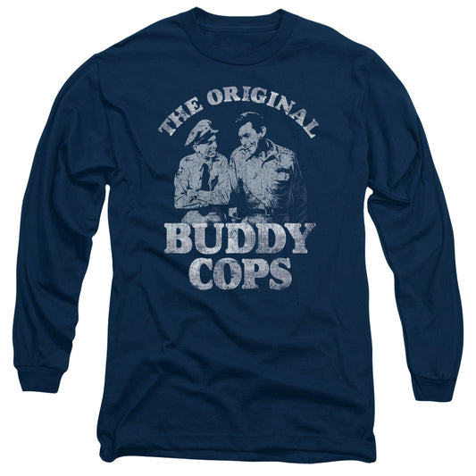 Andy Griffith - Buddy Cops - Long Sleeve Adult 18/1 - Navy T-shirt