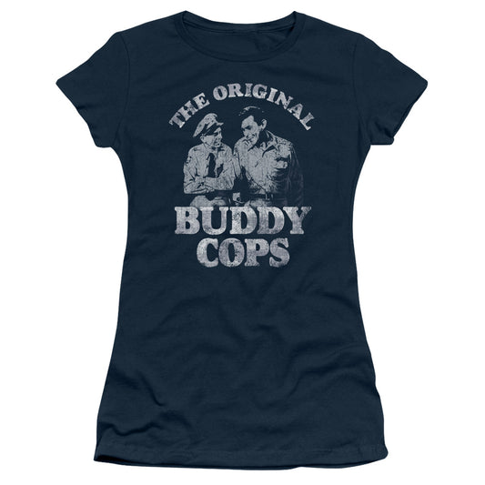 Andy Griffith - Buddy Cops - Short Sleeve Junior Sheer - Navy T-shirt