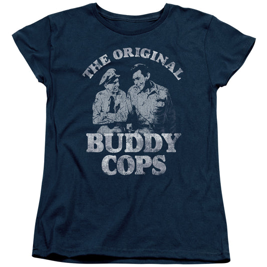 Andy Griffith - Buddy Cops - Short Sleeve Womens Tee - Navy T-shirt