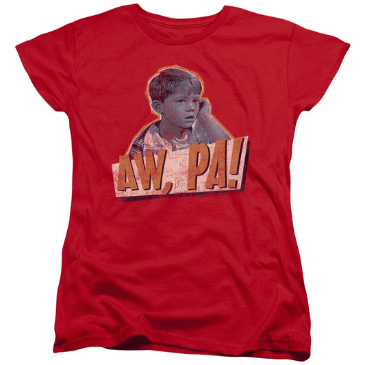 Andy Griffith - Aw Pa - Short Sleeve Womens Tee - Red T-shirt