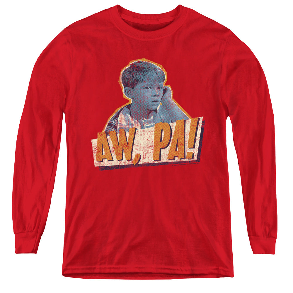 Andy Griffith - Aw Pa - Youth Long Sleeve Tee - Red