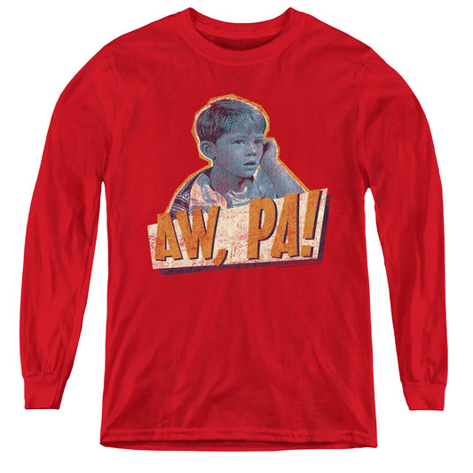 Andy Griffith - Aw Pa - Youth Long Sleeve Tee - Red