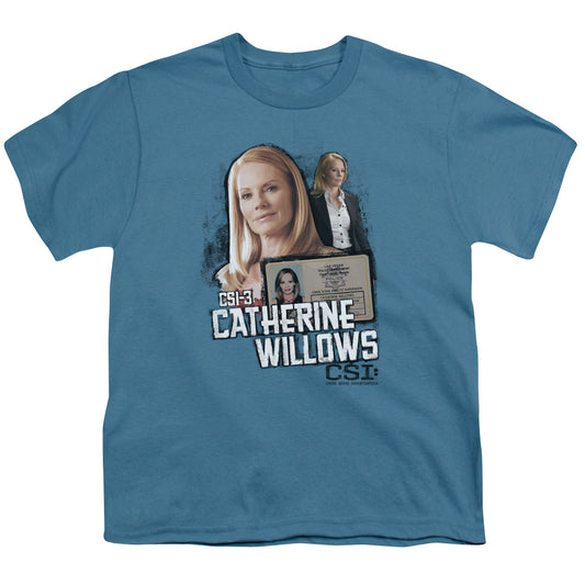 Csi - Catherine Willows - Short Sleeve Youth 18/1 - Slate T-shirt