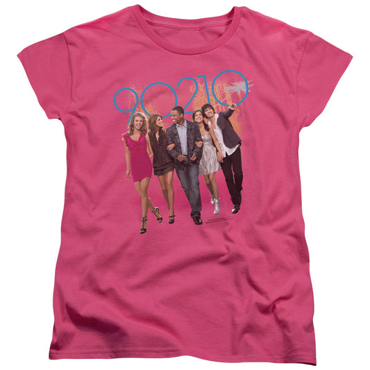 90210 - Walk Down The Street - Short Sleeve Womens Tee - Hot Pink T-shirt