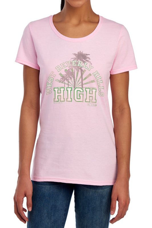 90210 - West Beverly Hills High - Short Sleeve Womens Tee - Pink T-shirt