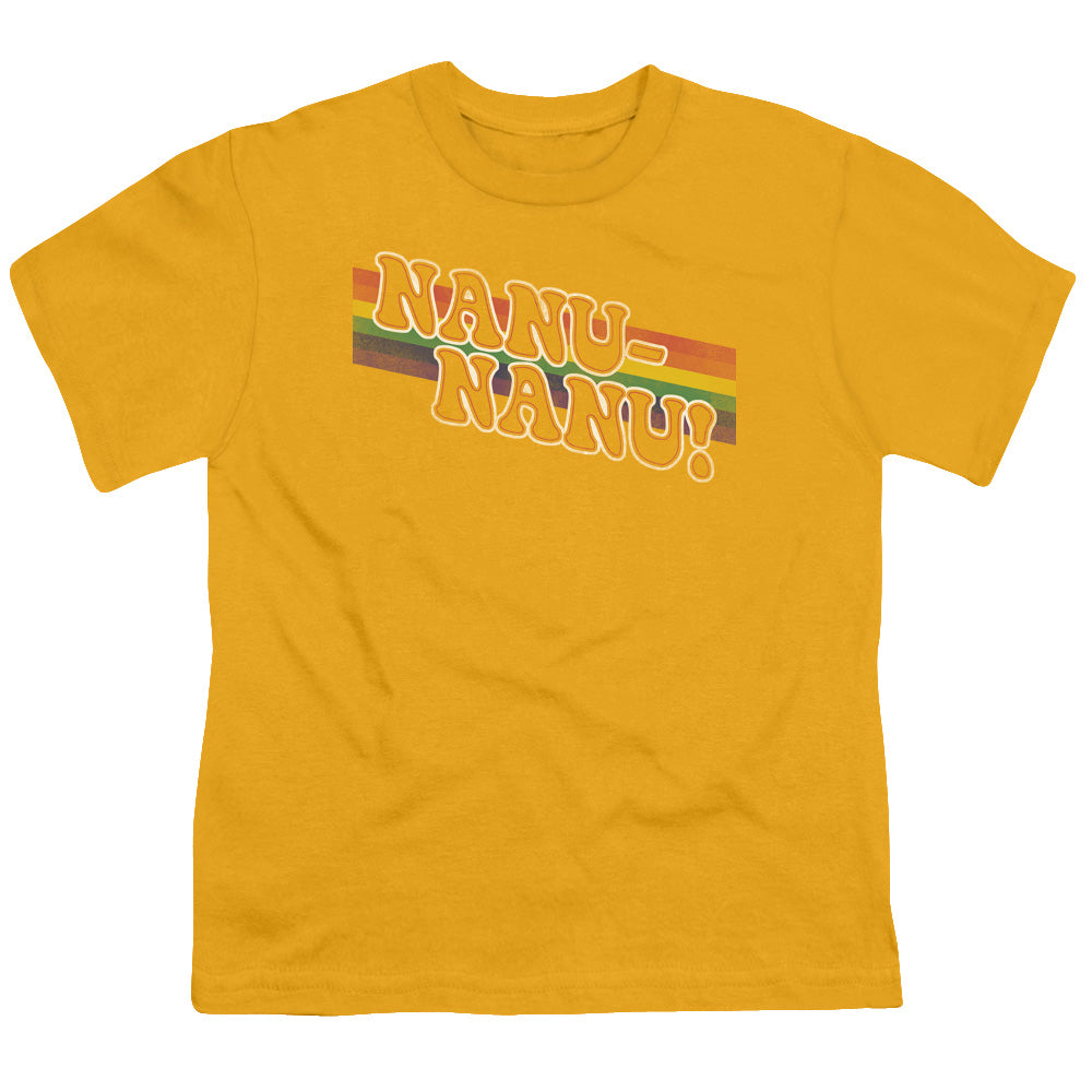 Mork & Mindy - Nanu Rainbow - Short Sleeve Youth 18/1 - Gold T-shirt