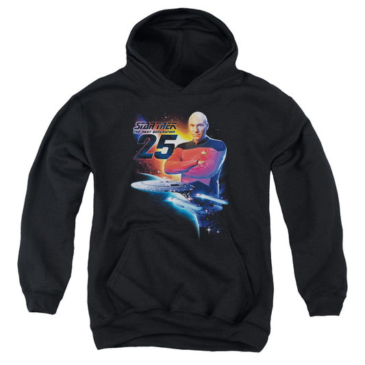 Star Trek Tng 25-youth Pull-over Hoodie - Black