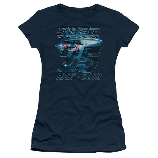 Star Trek - Enterprise 25 - Short Sleeve Junior Sheer - Navy T-shirt