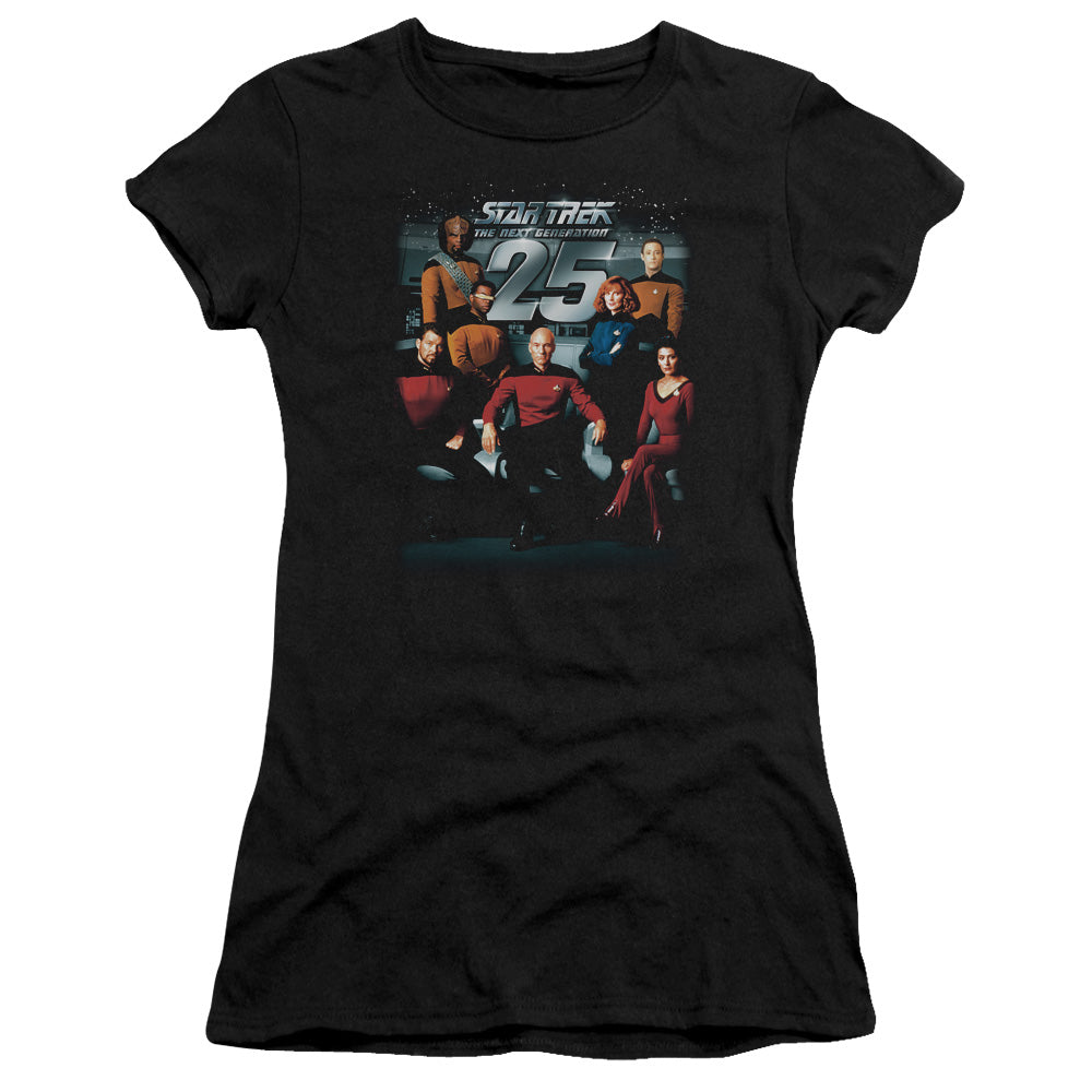 Star Trek - 25th Anniversary Crew - Short Sleeve Junior Sheer - Black T-shirt