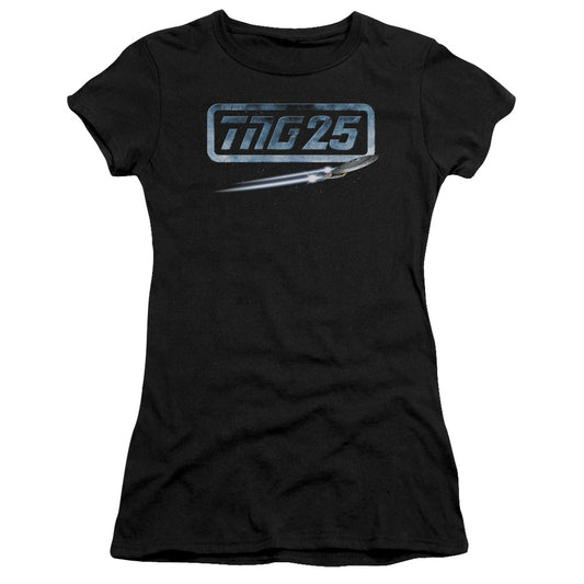 Star Trek - Tng 25 Enterprise - Short Sleeve Junior Sheer - Black T-shirt