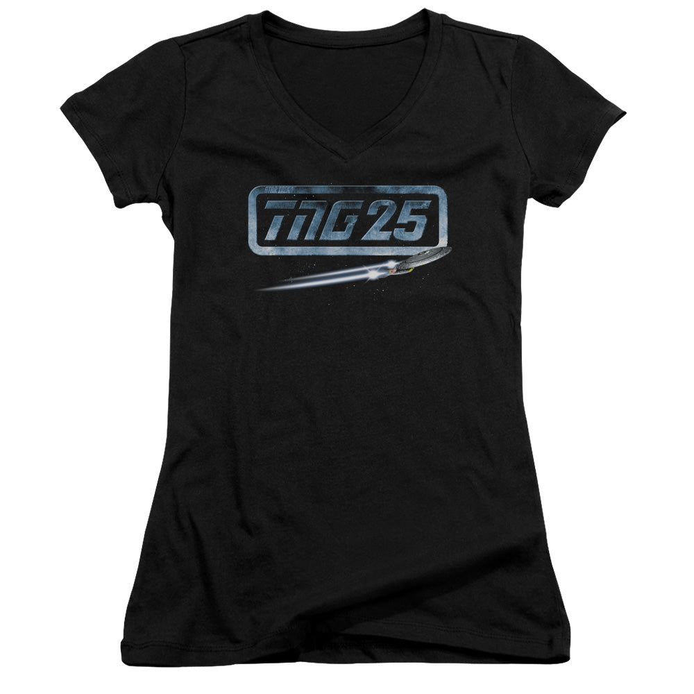 Star Trek - Tng 25 Enterprise - Junior V-neck - Black