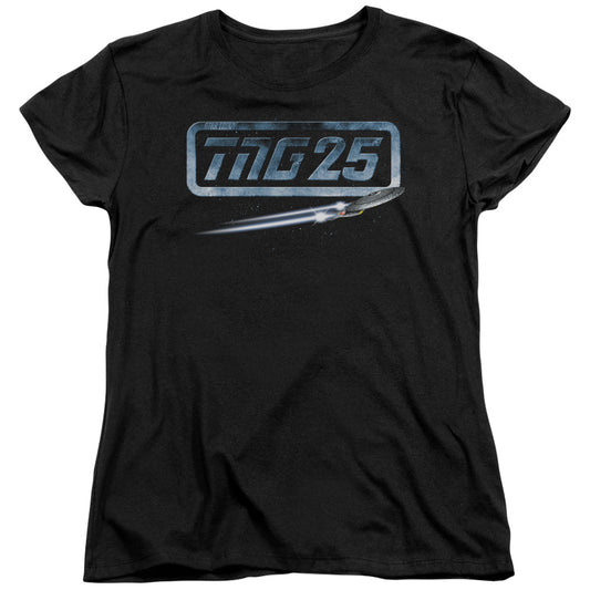 Star Trek - Tng 25 Enterprise - Short Sleeve Womens Tee - Black T-shirt