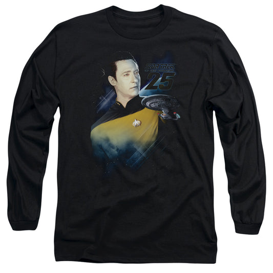 Star Trek - Data 25th - Long Sleeve Adult 18/1 - Black T-shirt