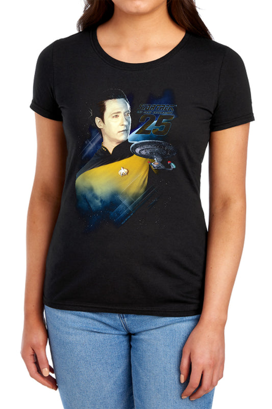 Star Trek - Data 25th - Short Sleeve Womens Tee - Black T-shirt
