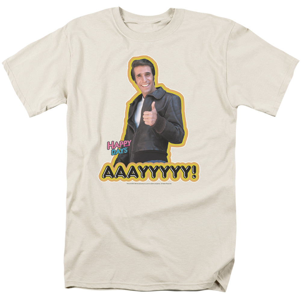 Happy Days - Aaayyyyy - Short Sleeve Adult 18/1 - Sand T-shirt