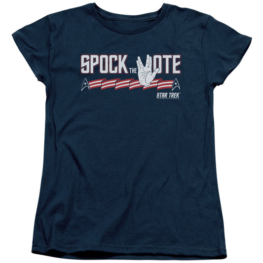 STAR TREK SPOCK THE VOTE - S/S WOMENS TEE - NAVY T-Shirt