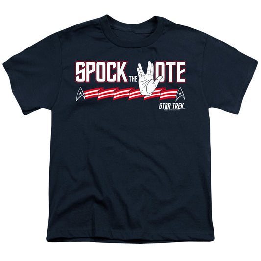 Star Trek - Spock The Vote - Short Sleeve Youth 18/1 - Navy T-shirt