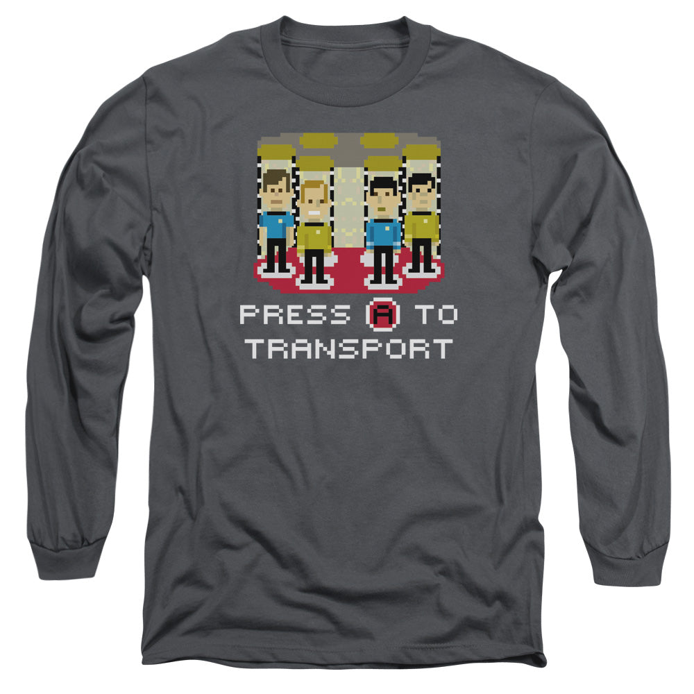 STAR TREK PRESS A TO TRANSPORT - L/S ADULT 18/1 - CHARCOAL T-Shirt