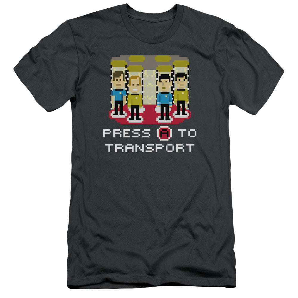 STAR TREK PRESS A TO TRANSPORT - S/S ADULT 30/1 - CHARCOAL T-Shirt