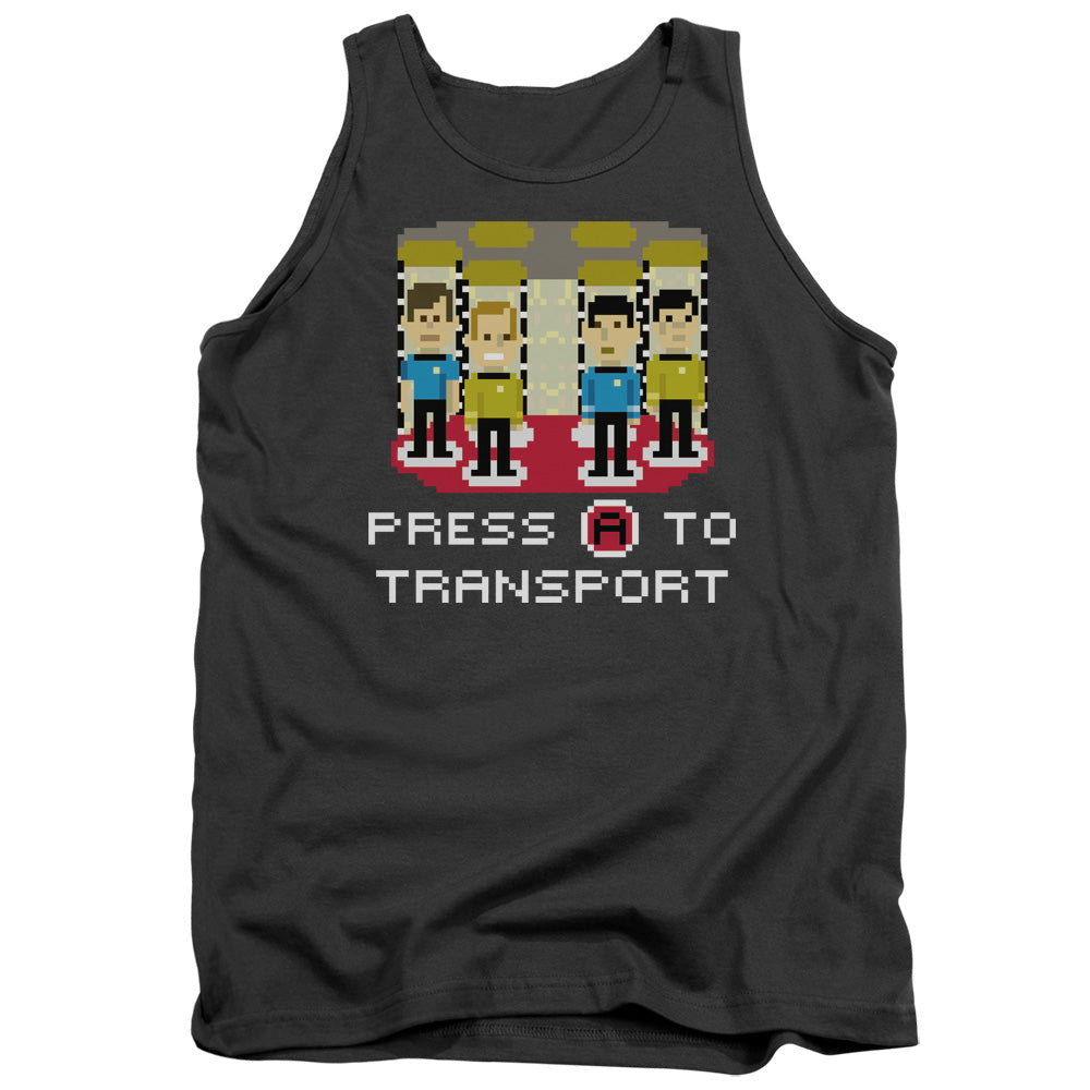 Star Trek - Press A To Transport - Adult Tank - Charcoal