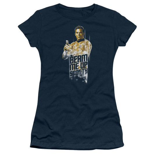 Star Trek - Beam Me Up - Short Sleeve Junior Sheer - Navy T-shirt
