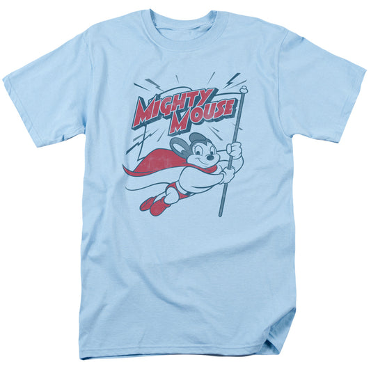 Mighty Mouse - Mighty Flag - Short Sleeve Adult 18/1 - Light Blue T-shirt
