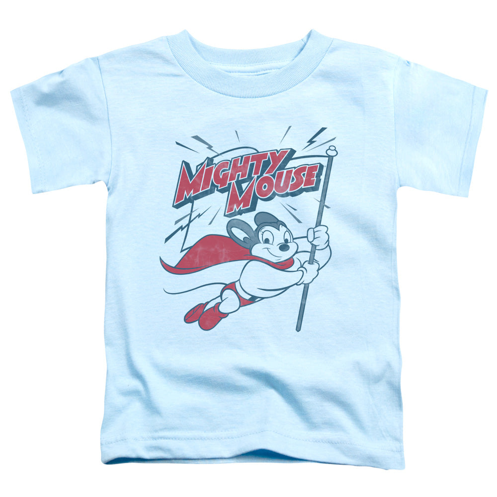 Mighty Mouse - Mighty Flag - Short Sleeve Toddler Tee - Light Blue T-shirt