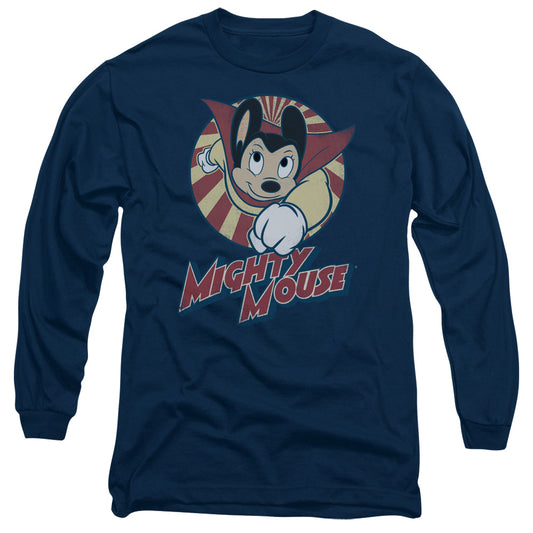 Mighty Mouse - The One The Only - Long Sleeve Adult 18/1 - Navy T-shirt