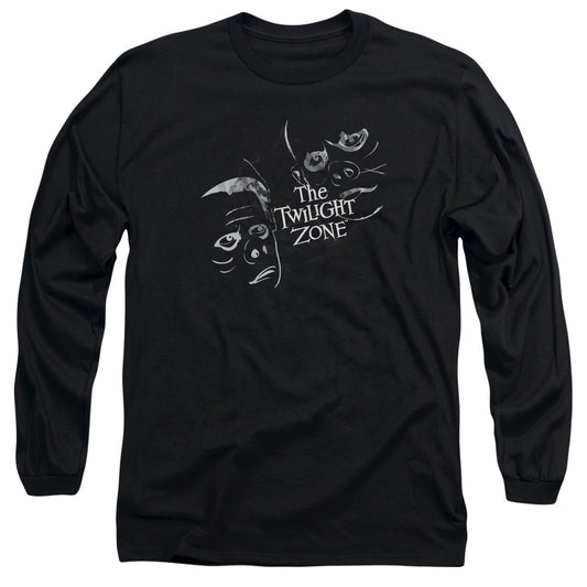 Twilight Zone - Strange Faces - Long Sleeve Adult 18/1 - Black T-shirt
