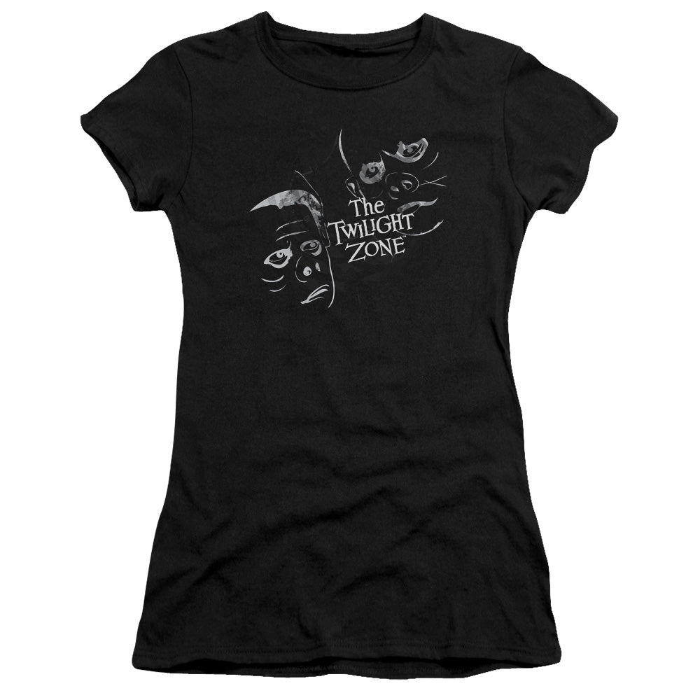 Twilight Zone - Strange Faces - Short Sleeve Junior Sheer - Black T-shirt