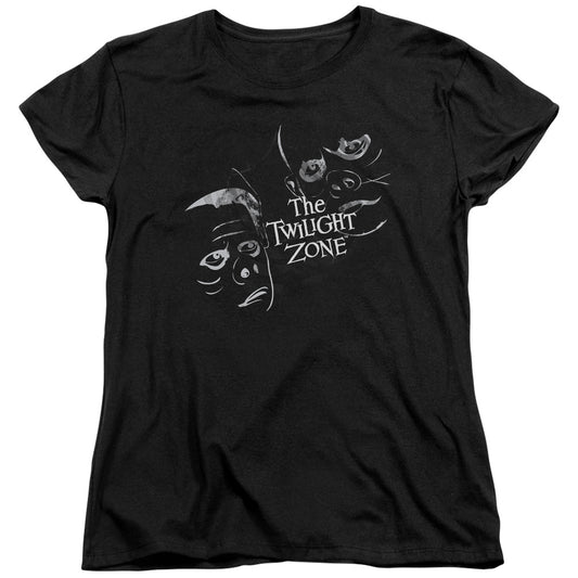 TWILIGHT ZONE STRANGE FACES - S/S WOMENS TEE - BLACK T-Shirt