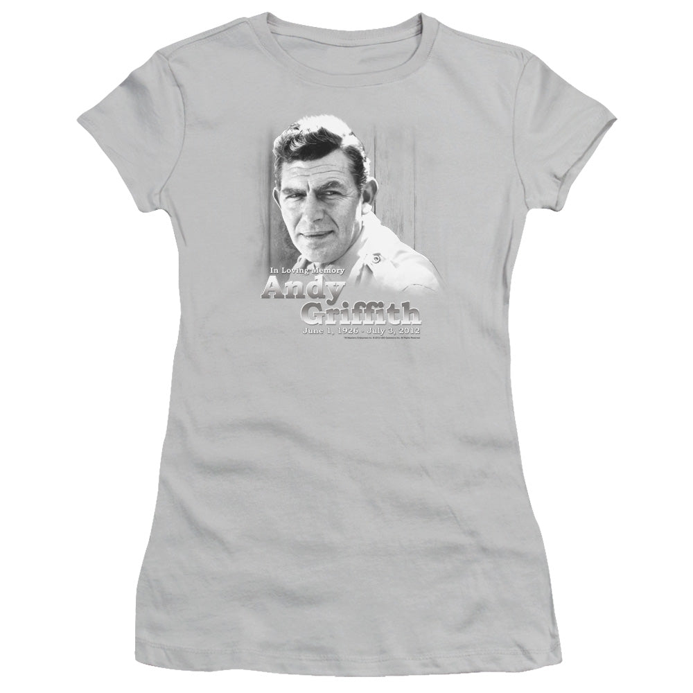 Andy Griffith - In Loving Memory - Short Sleeve Junior Sheer - Silver T-shirt