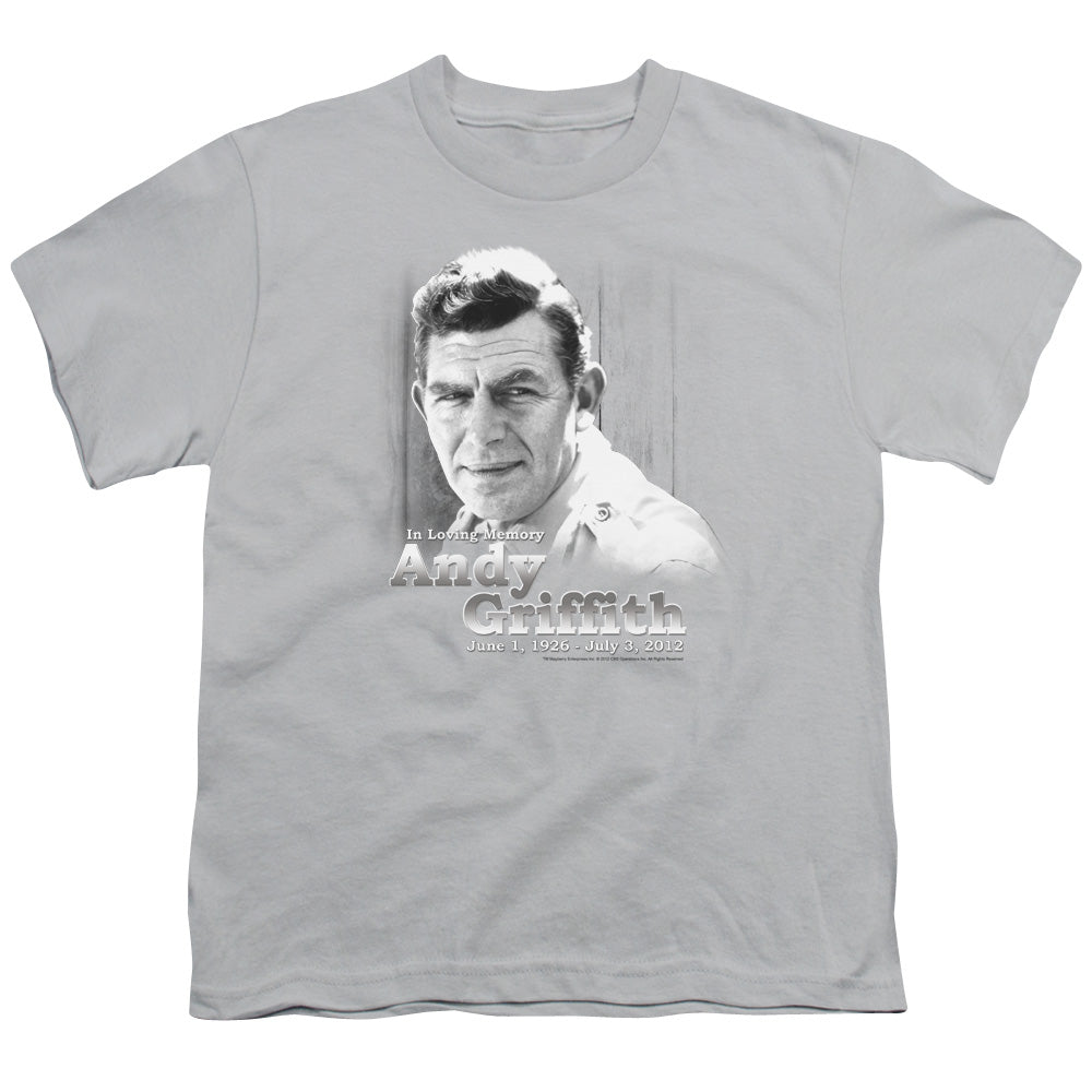 Andy Griffith - In Loving Memory - Short Sleeve Youth 18/1 - Silver T-shirt