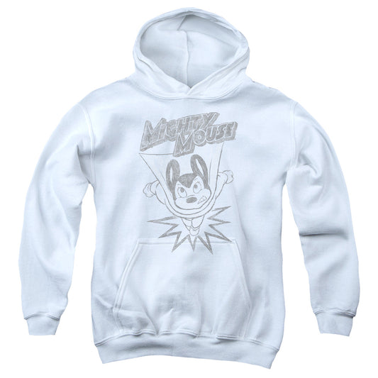Mighty Mouse - Bursting Out - Youth Pull-over Hoodie - White