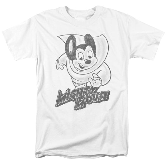 Mighty Mouse - Mighty Sketch - Short Sleeve Adult 18/1 - White T-shirt