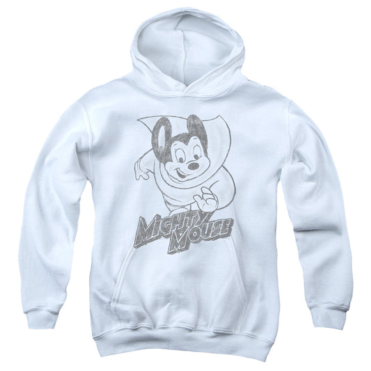 Mighty Mouse - Mighty Sketch - Youth Pull-over Hoodie - White
