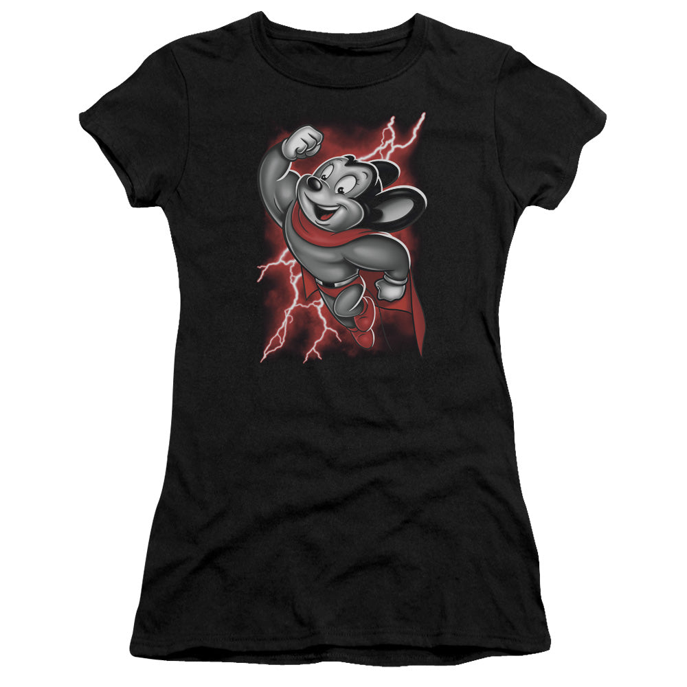 Mighty Mouse - Mighty Storm - Short Sleeve Junior Sheer - Black T-shirt