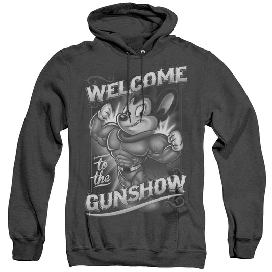 Mighty Mouse - Mighty Gunshow - Adult Heather Hoodie - Black