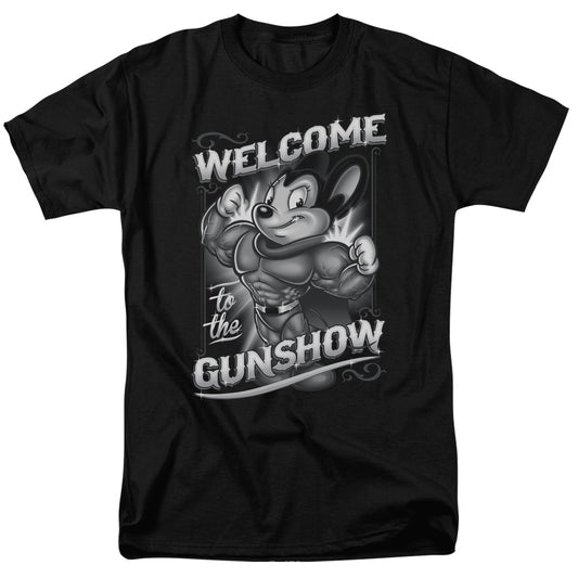 Mighty Mouse - Mighty Gunshow - Short Sleeve Adult 18/1 - Black T-shirt