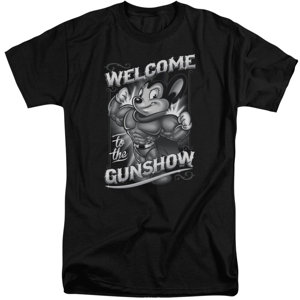 Mighty Mouse - Mighty Gunshow - Short Sleeve Adult Tall - Black T-shirt